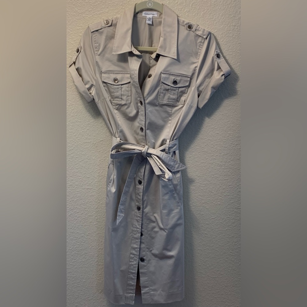 Calvin Klein tan dress safari trench style size 10